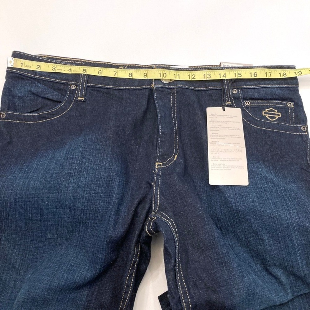 Harley Davidson Jeans Bootcut Mid-Rise Embellished Pocket Womens 14 Dk Wash NEW - Picture 13 of 16